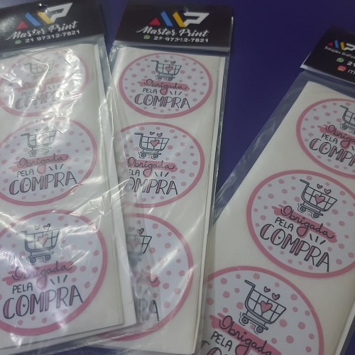 50 Tag Adesiva - Obrigado pela compra