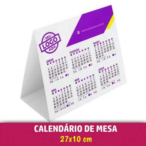 Mini Calendário de Mesa - 27x10cm | 4/0 | UV 1/0