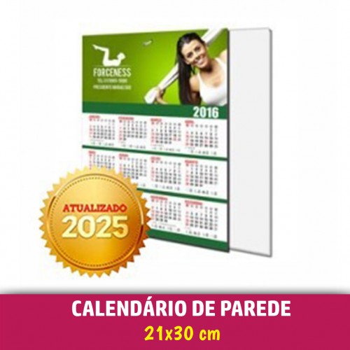 Calendário de Parede | 21x30cm | 4/0 | UV 1/0