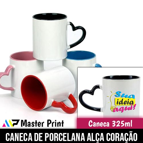 Caneca de Porcelana Alça de Coração