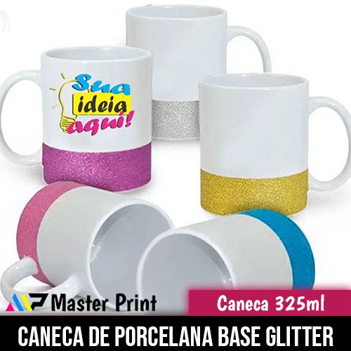 Caneca de Porcelana Base Glitter