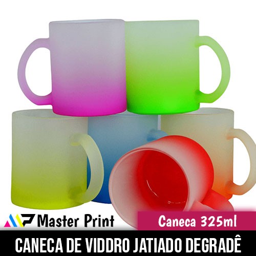 Caneca de Vidro Jateado Degradê 325ml