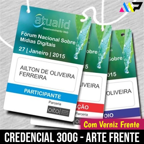 Credencial Papel Cartão 300g 10x15cm - UV - Arte Frente
